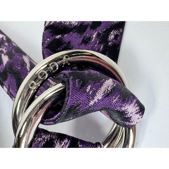 RODA Ribbon Belt Mens Unisex Medium Purple Black Abstract Animal Print D Ring - Picture 3 of 6